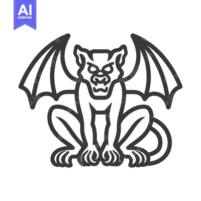 Popular premium asset: Black and White Line Art Illustration of a Winged Gargoyle