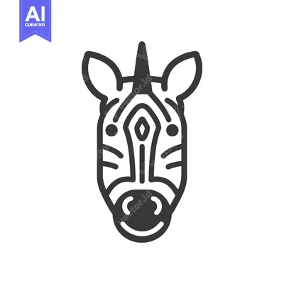 Aset desain premium: Black and White Line Art Illustration of a Zebra's Head