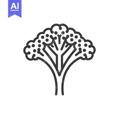 Aset premium populer: Black and White Line Art Illustration of Broccoli
