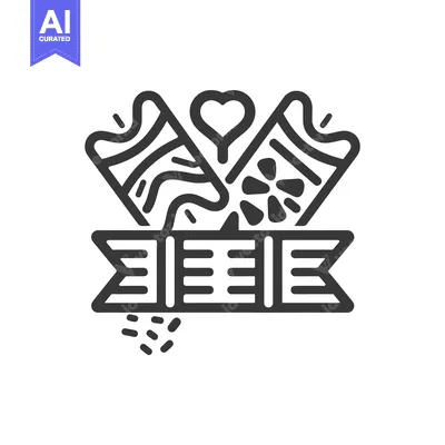 Aset premium populer: Black and White Line Art Illustration of Confetti with a Heart