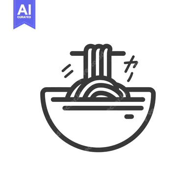 Aset premium populer: Black and White Line Art Illustration of Ramen Noodles in a Bowl