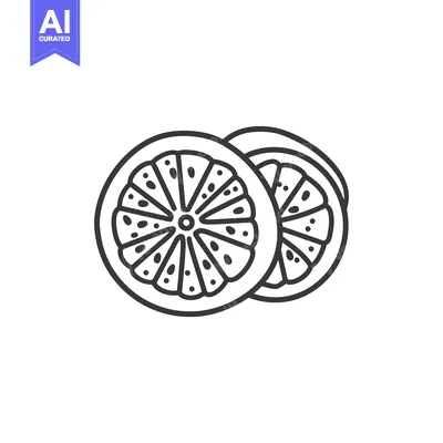 Premium design asset: Black and White Line Art Illustration of Two Orange Slices