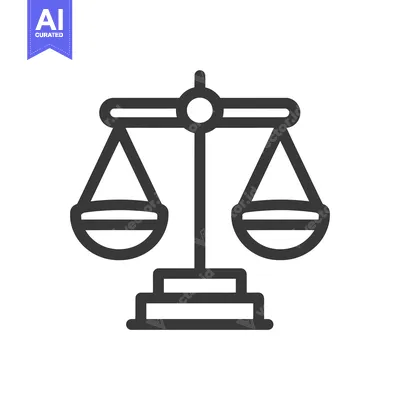 Premium design asset: Black and White Line Art of a Balanced Scale