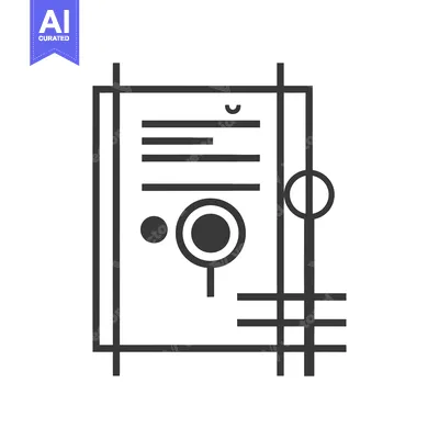 Aset premium populer: Black and White Line Art of a Document with a Magnifying Glass