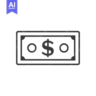 Premium design asset: Black and White Line Art of a Dollar Bill