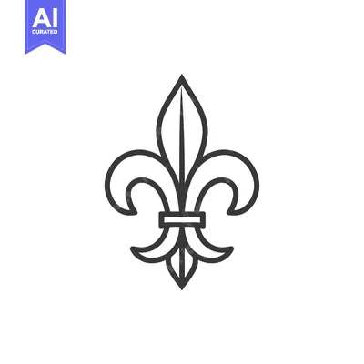Aset desain premium: Black and White Line Art of a Fleur-de-lis