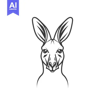 Popular premium asset: Black and White Line Art of a Kangaroo's Head