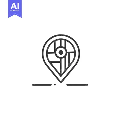 Aset premium populer: Black and White Line Art of a Location Pin with a Cityscape Inside