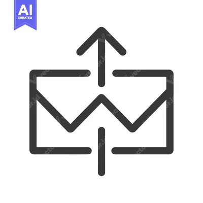 Aset premium populer: Black and White Line Art of an Envelope with an Upward Arrow