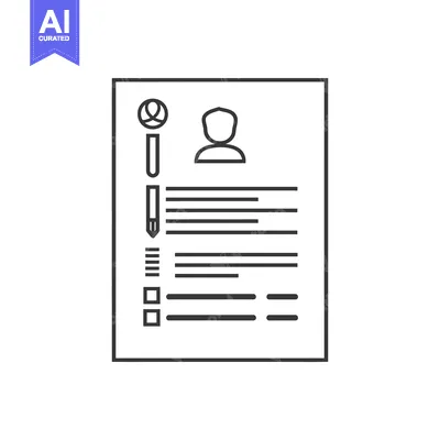 Aset desain premium: Black and White Line Art of a Resume