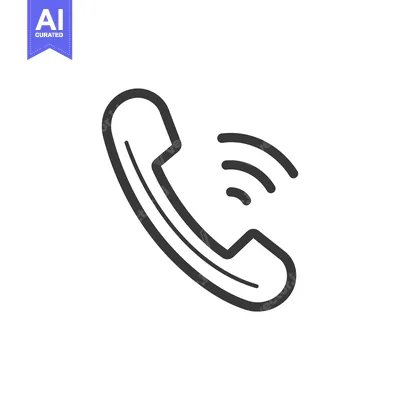 Premium design asset: Black and White Line Art of a Ringing Phone