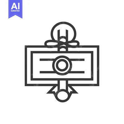 Aset desain premium: Black and White Line Art of a  Symbolic Object with a Bow and Arrow