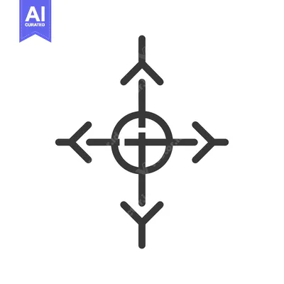 Aset desain premium: Black and white line art of a target with arrows pointing to its cente