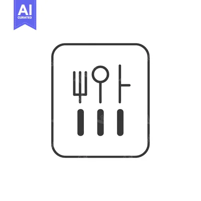 Popular premium asset: Black and White Line Art of Fork, Spoon, and Knife in a Square