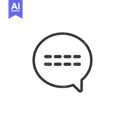 Aset desain premium: Black and White Line Art Speech Bubble Icon
