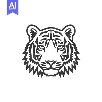 Popular premium asset: Black and White Line Art Tiger Head