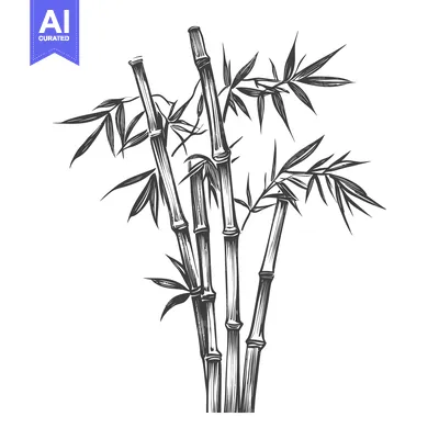 Popular premium asset: Black and White Line Drawing of a Bamboo Plant
