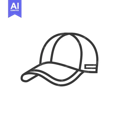 Aset premium populer: Black and White Line Drawing of a Baseball Cap