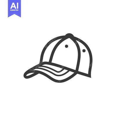 Black and White Line Drawing of a Baseball Cap