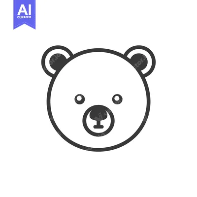 Popular premium asset: Black and White Line Drawing of a Bear's Face