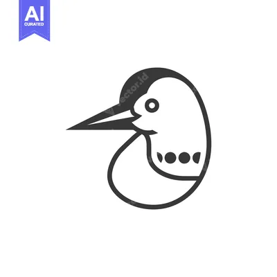 Aset desain premium: Black and White Line Drawing of a Bird's Head