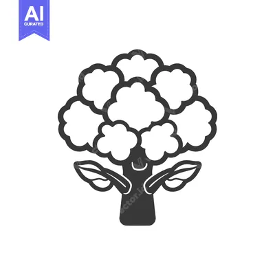 Aset premium populer: Black and White Line Drawing of a Broccoli