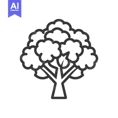 Aset premium populer: Black and White Line Drawing of a Broccoli Floret