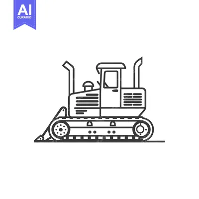 Aset premium populer: Black and White Line Drawing of a Bulldozer