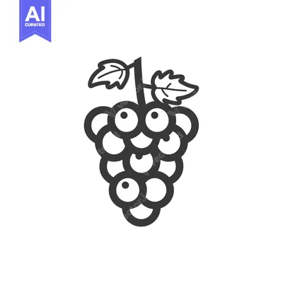 Popular premium asset: Black and White Line Drawing of a Bunch of Grapes with Leaves