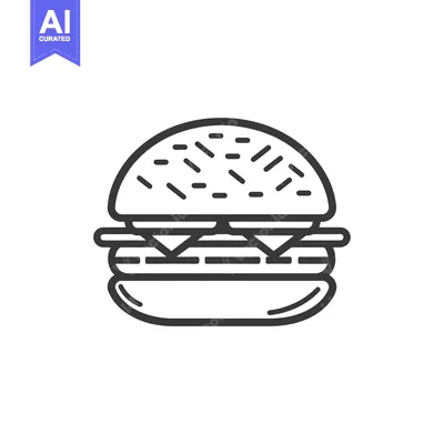 Aset premium populer: Black and White Line Drawing of a Burger