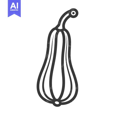 Aset premium populer: Black and White Line Drawing of a Butternut Squash
