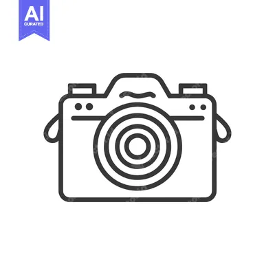 Aset premium populer: Black and White Line Drawing of a Camera