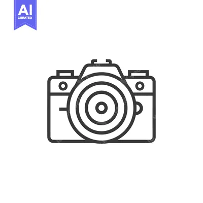 Aset premium populer: Black and White Line Drawing of a Camera