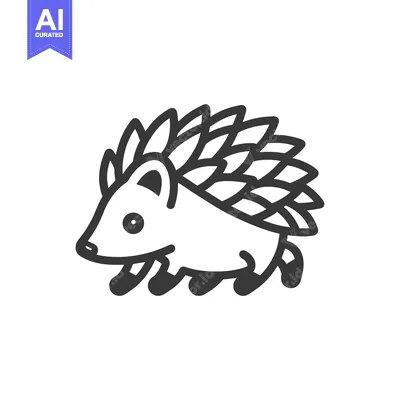 Aset premium populer: Black and White Line Drawing of a Cartoon Hedgehog