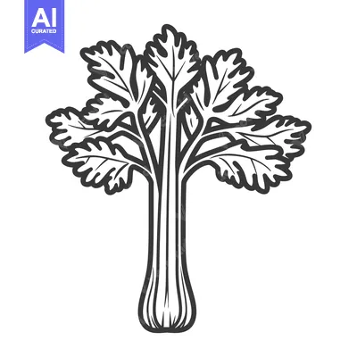 Premium design asset: Black and White Line Drawing of a Celery Stalk