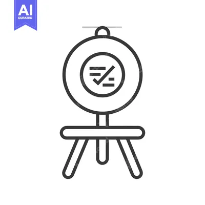 Aset premium populer: Black and white line drawing of a checklist on an easel