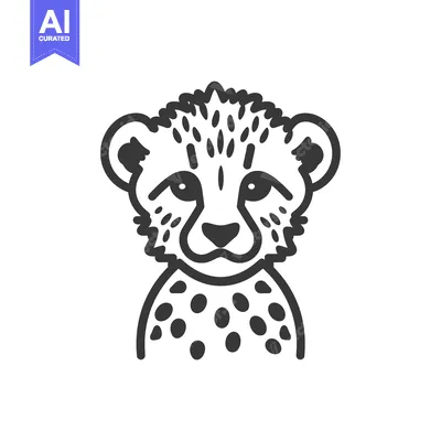 Popular premium asset: Black and White Line Drawing of a Cheetah Cub's Face