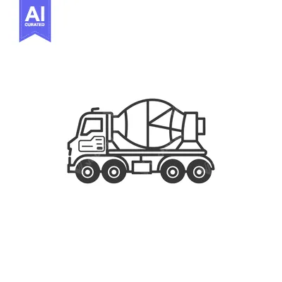 Aset premium populer: Black and White Line Drawing of a Concrete Mixer Truck
