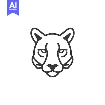 Black and white line drawing of a cougar's head