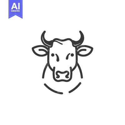 Popular premium asset: Black and White Line Drawing of a Cow's Head