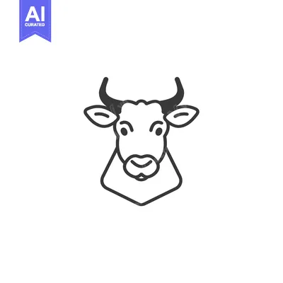 Aset premium populer: Black and White Line Drawing of a Cow's Head