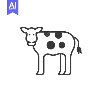 Aset premium populer: Black and White Line Drawing of a Cow with Spots