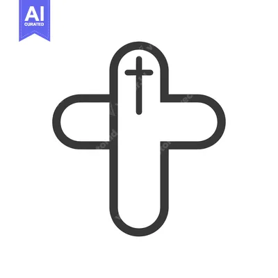 Black and White Line Drawing of a Cross