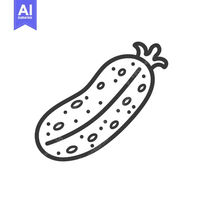 Aset desain premium: Black and White Line Drawing of a Cucumber
