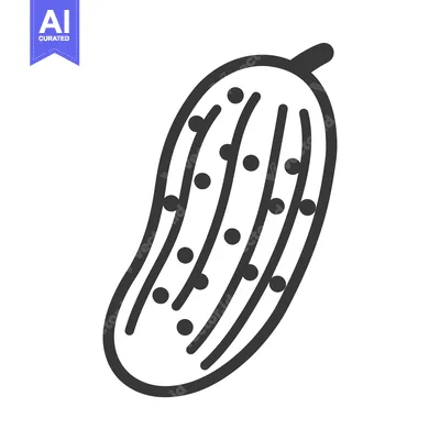 Aset premium populer: Black and white line drawing of a cucumber with bumps