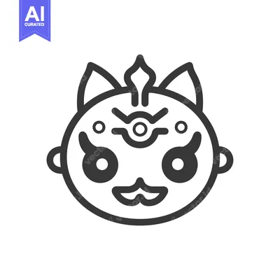 Aset premium populer: Black and White Line Drawing of a Cute Cat Face