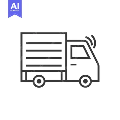 Aset premium populer: Black and White Line Drawing of a Delivery Truck with a Signal on Top