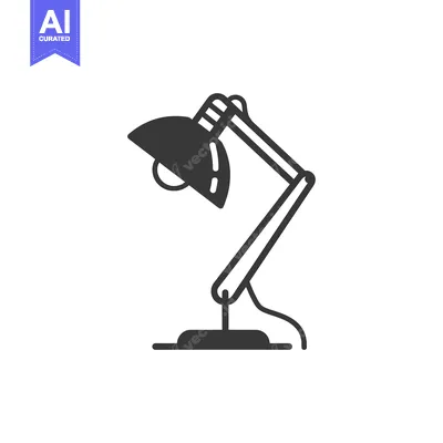 Popular premium asset: Black and white line drawing of a desk lamp