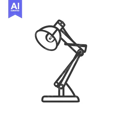 Aset premium populer: Black and white line drawing of a desk lamp