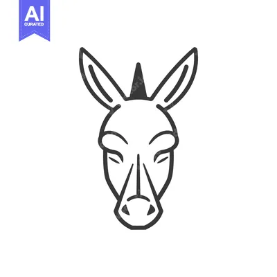 Popular premium asset: Black and White Line Drawing of a Donkey's Head